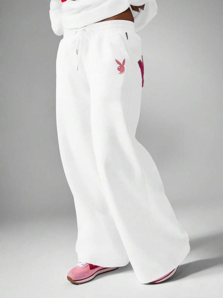 Missguided x Playboy Christmas Wide Leg Jogger With Applique Patches