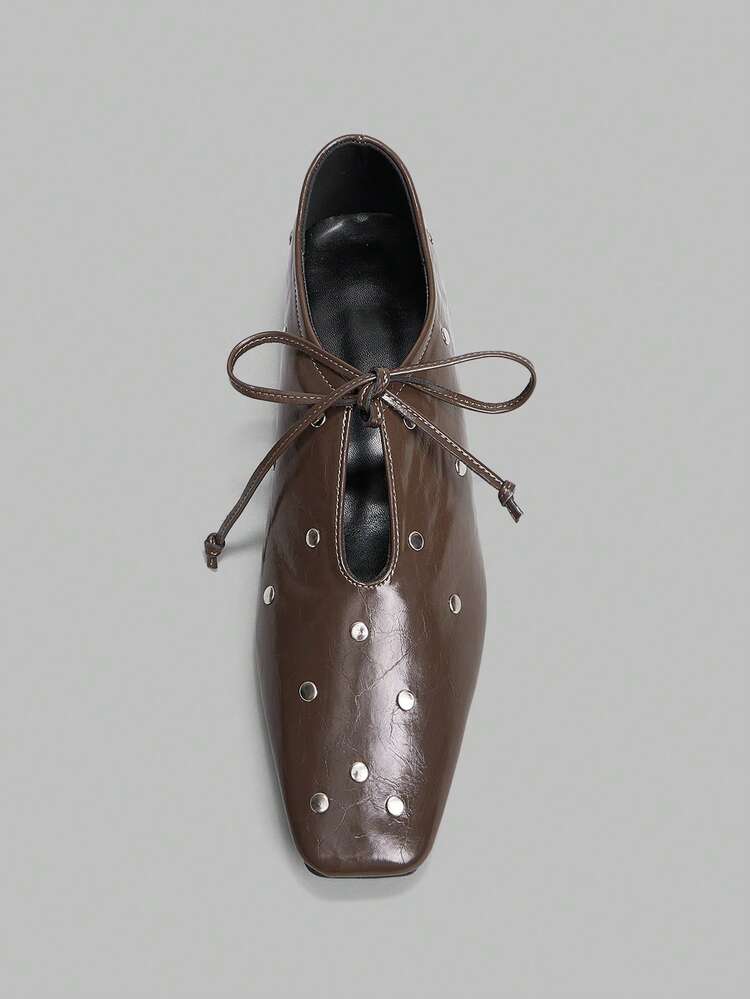 Women's Square Toe Flat Shoes, Comfortable For Commuting, Office, Street Gatherings, Suitable For All Seasons For Christmas