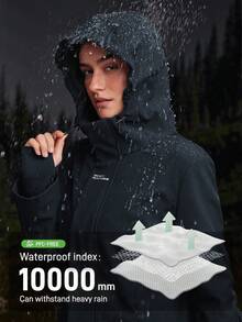 In My Nature 女士字母印花长袖连帽户外雨衣外套 - 藏蓝色 - 查看 5