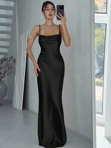 Aloruh 女式时尚性感纯色露背细肩带连衣裙