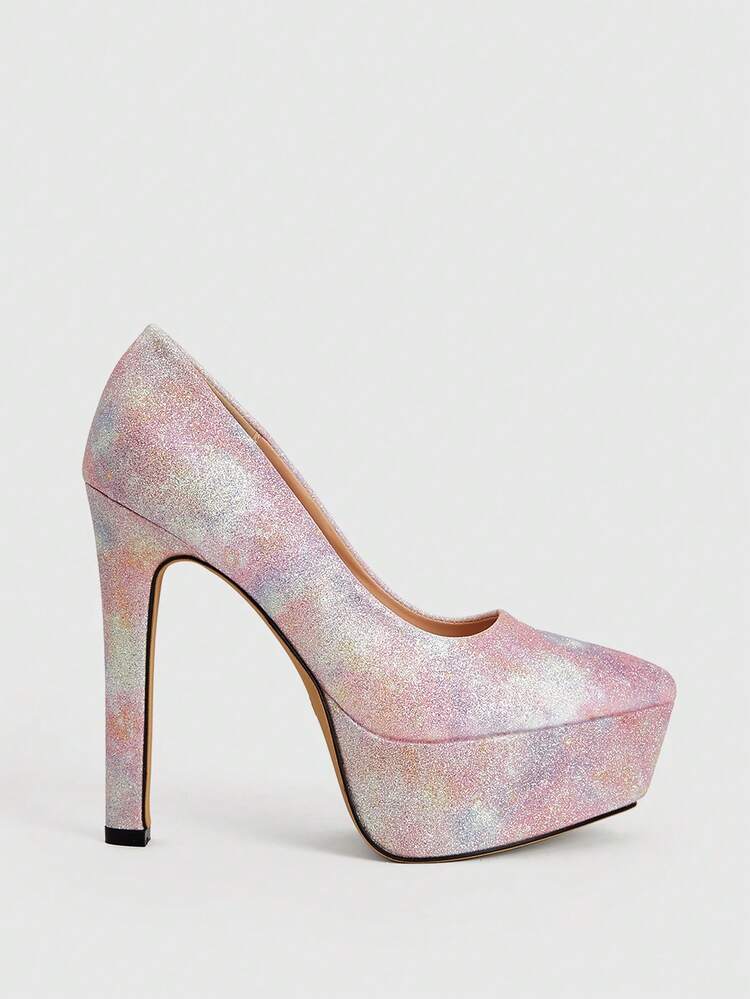 CUCCOO LuxiPop Women's Ombre Thick Sole Fashionable Glamorous High Heels, Suitable For Party And Gathering Occasions