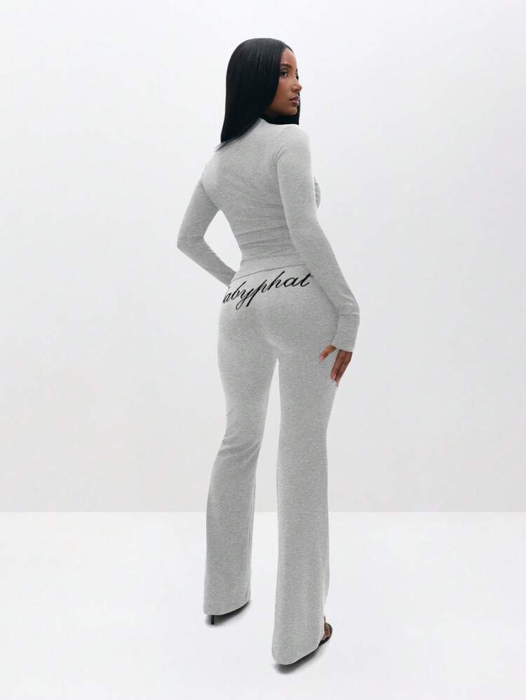 BABYPHAT Script Logo Pull On Flare Leggings With Wide Leg Bootcut Fit For Casual Comfort