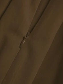 Sweetra 女士休闲百褶A字裙，适合春秋季穿着 - 棕色 - 查看 6