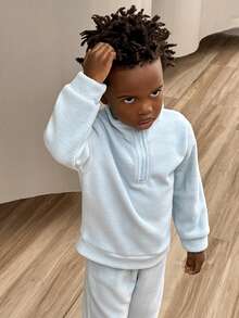 SHEIN Conjunto de camisa polo e calça casual de manga comprida, cor sólida, para bebês/meninos - Multicolorido - Ver 5