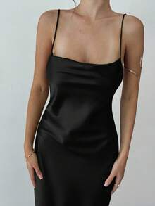 Aloruh 女式时尚性感纯色露背细肩带连衣裙