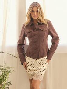 Aralina 冬夏收腰牛仔外套 - 紫色 - 查看 6