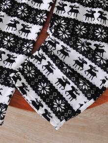 Teen GirlPrinted Fleece Pants, Comfortable Loose Straight Leg Trousers With Christmas Graphic Print, Autumn/Winter - Multicolor - View 3