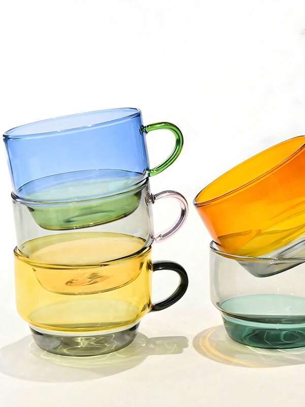 Joivida 1pc High-Aesthetic Artistic Stackable Heat-Resistant Glass Coffee Mugs, Black Tea Cups, Breakfast Milk Cups With Dopamine Color Schemes,Christmas, Valentine's Day