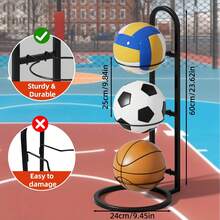 Multi-Layer Basketball, Football, Volleyball Ball Storage Rack, Suitable For Home, Living Room, Bedroom, Garage, Ball Organization And Storage Shelf(You Need To Assemble The Frame Yourself When Purchasing) - Black - View 5