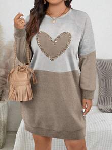 EMERY ROSE Áo sweatshirt dài tay cổ tròn in họa tiết trái tim tối giản, kiểu dáng thường ngày, cỡ lớn, thích hợp cho mùa xuân. - Nhiều màu - Xem 6