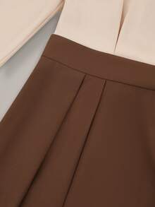 Franclia 新款复古纯色撞色V领长袖修身显瘦优雅女式连衣裙，秋冬款