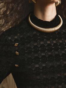 Revavyn Revavyn Blusa casual/de trabajo de cuello alto simulado, ajustada y vintage para mujer, elegante y chic, para primavera/otoño - Negro - Ver 2