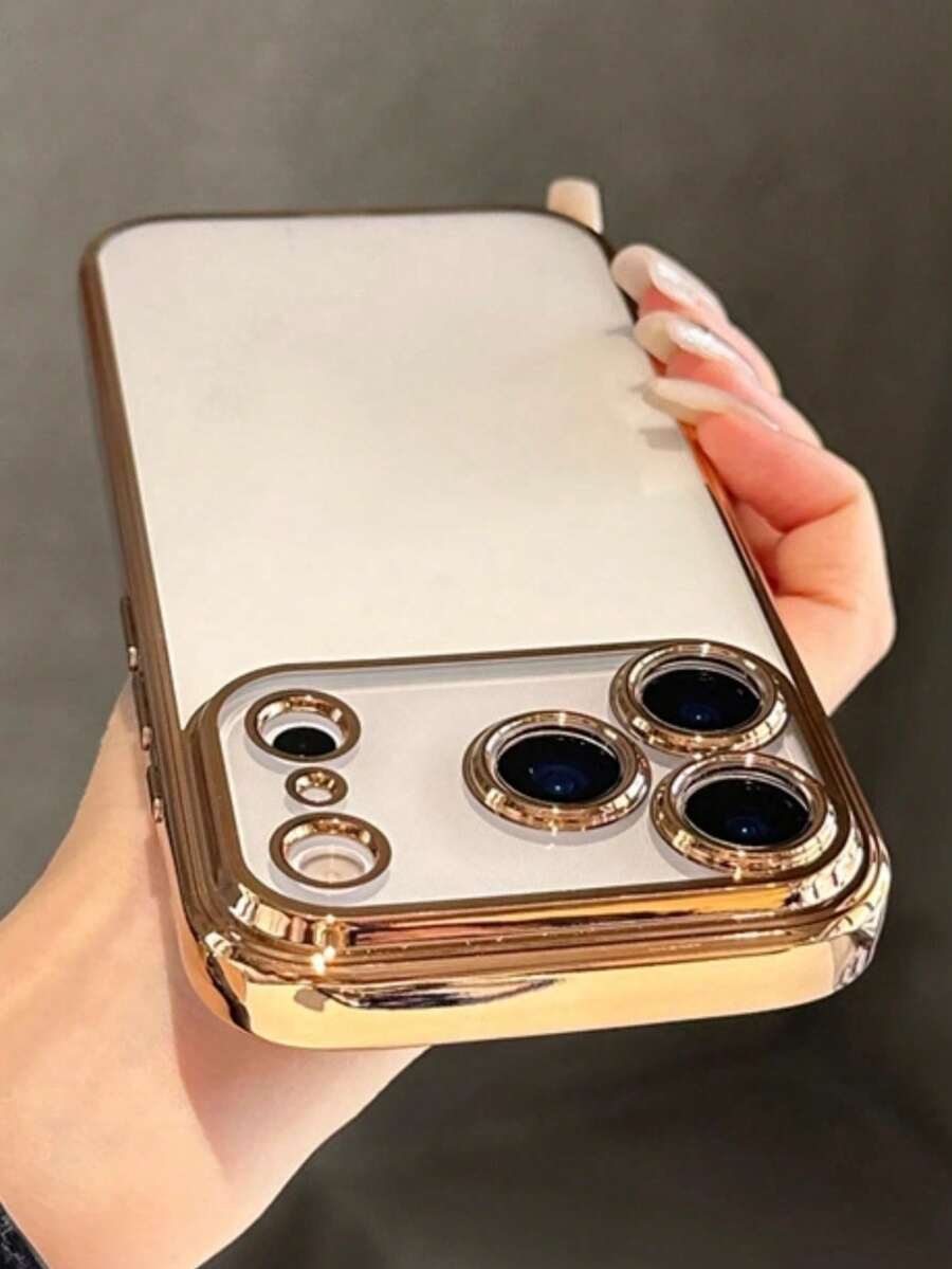 1个保护性电镀透明手机壳,兼容软TPU后盖 - 金色 - 查看 1