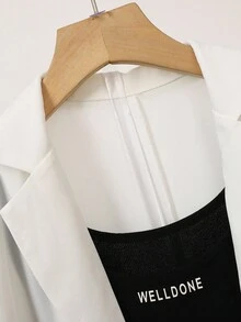 SHEIN Franclia Women's Minimalist White Thick Chiffon 3/4 Sleeve Blazer, Autumn