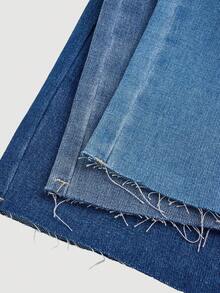 SHEIN GIRLS BOHO CASUAL BASIC Asymmetrical ELASTIC WAIST RAW HEM CROP JEANS 3 Pieces Set WITH FLAT POCKETS, DAILY OOTD ITEMS - Multicolor - View 10