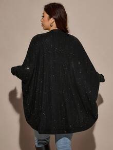 Comfylo Giacca casual con apertura frontale e paillettes per donne taglie forti - nero - Visualizzare 2