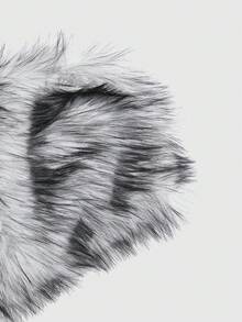 ROMWE Grunge Punk 冬季派对人造毛皮性感露肩十字吊坠短款女式上衣 - 灰色 - 查看 4