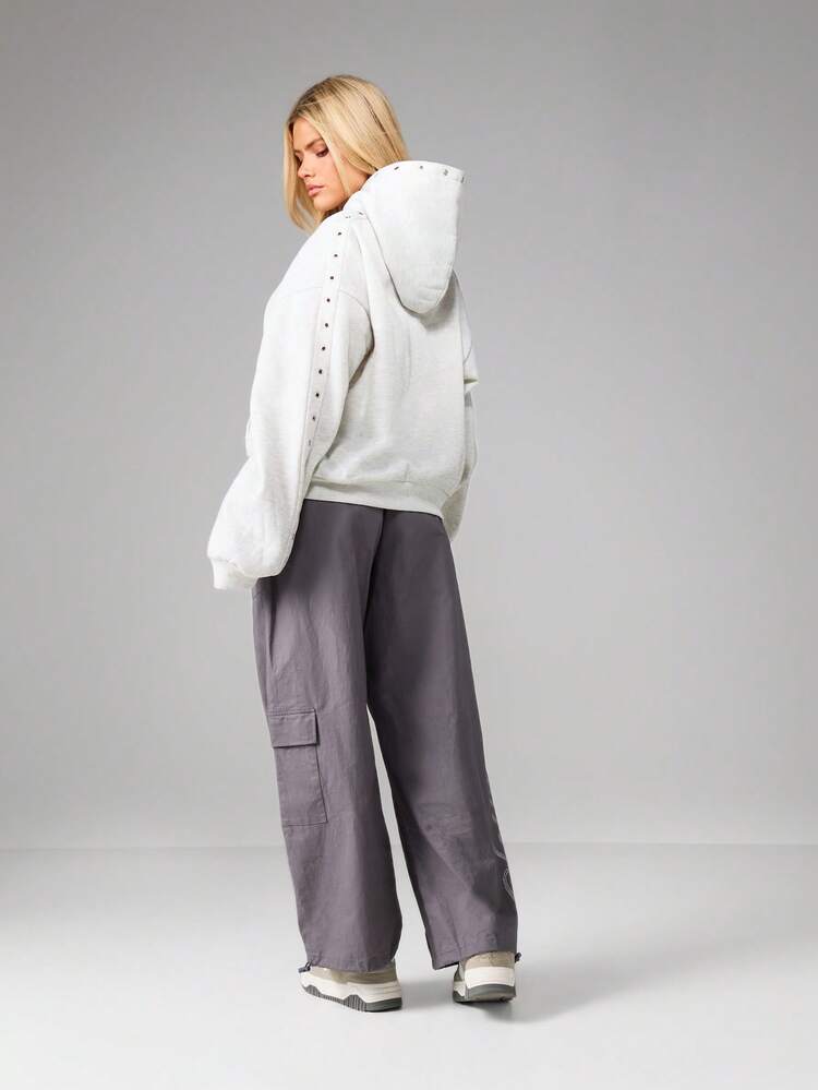 Missguided x Playboy Utility Cargo Pants With Logo Graphics And Adjustable Drawstring Waist For Casual Streetwear Comfort