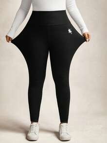 SHEIN LUNE Plus-Size Tights Yoga Pants Curve Plus Size Leggings Plus Size Workout Leggings Plus Size Yoga Pants Stretch Pants Plus Size Active Wear Insulated Leggings