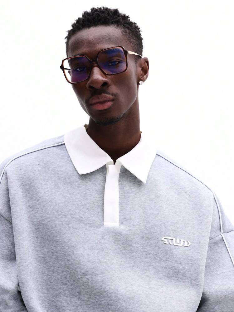 Quarter Zip Polo With Contrast Collar