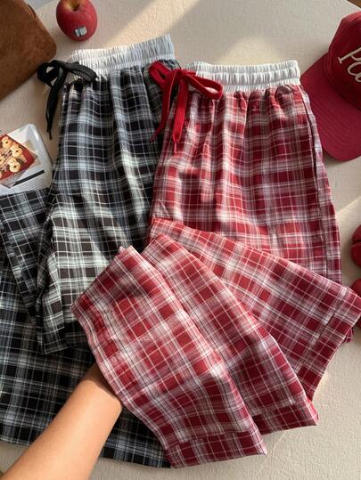 Comfortcana Pantalones casuales anchos de pierna ancha con bolsillos y cintura con cordón a la mujer