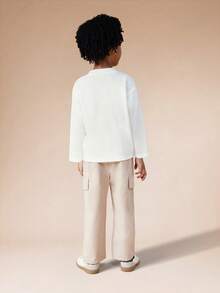 SUMWON Boys Long Sleeve Milano Print Top And Cargo Pants Co-Ord Set For Casual Everyday Wear - White - View 2