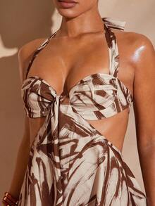 Hauture All-Over Print Halter Backless Sexy Jumpsuits For Summer - Multicolor - View 5