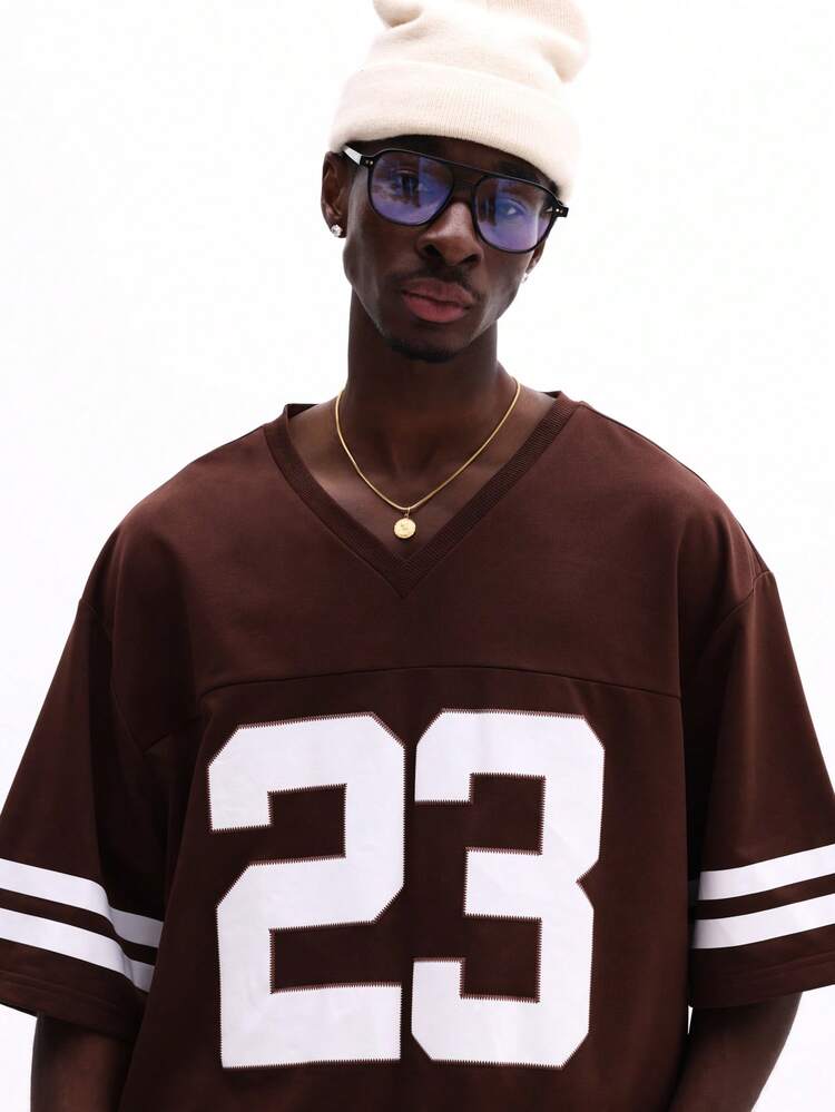 Oversized Football Jersey With Number Print