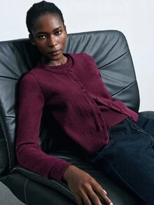 Maija 2026 初秋新款柔软舒适女式酒红色圆领毛衣，适合返校、家庭聚会、圣帕特里克节、复活节派对、假日海滩度假、夏季外出、毕业典礼等场合。 - 酒紅色 - 查看 8