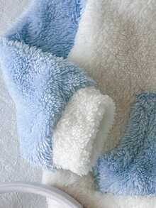 SHEIN 2 件男婴熊猫毛绒连帽套装，温暖休闲熊猫连帽衫运动衫 + 毛绒裤子，秋冬