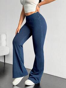Flexra Plus Size Women High Waist Slimming High Stretch Skinny Fashionable Versatile Jeans - Dark Wash - View 7