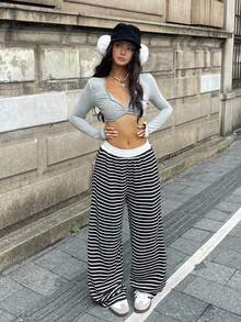 Coolane Quần ống rộng họa tiết cành cây thường ngày cho nữ - Nhiều màu - Xem 2