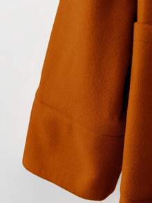 Linhara Plus Size Double-Breasted Casual Warm Overcoat, Autumn/Winter - Brown - View 6