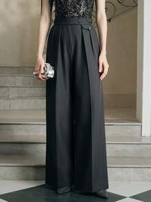 Anewsta Women's Casual Loose Fit Suit Pants For Office, Commuting, School