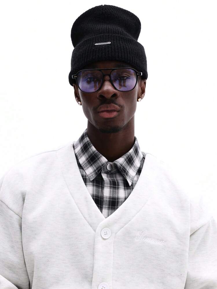 SUMWON Jersey Button Front Cardigan With Tonal Ribbed Trim And Relaxed Fit For Casual Layering