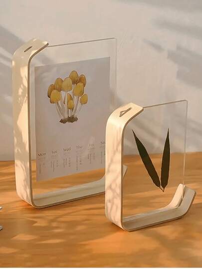 多功能亚克力相框配木质支架 - 完美展示照片、艺术作品等 - 提供三种尺寸：4x6 英寸相框、5x7 英寸复古木质透明亚克力相框、6x8 英寸桌面展示相框、婚礼相框、生日礼物、毕业典礼礼物