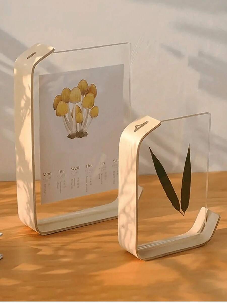 多功能亚克力相框配木质支架 - 完美展示照片、艺术作品等 - 提供三种尺寸：4x6 英寸相框、5x7 英寸复古木质透明亚克力相框、6x8 英寸桌面展示相框、婚礼相框、生日礼物、毕业典礼礼物 - 樺木 - 查看 1