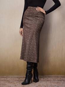 Modelyn Chân váy đuôi cá họa tiết da báo cạp cao thanh lịch dành cho nữ - Màu Khaki - Xem 4