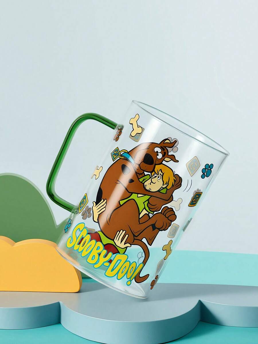 SCOOBY-DOO X SHEIN 1Pc 27.1oz/800ml Cute Cartoon Pattern Printed Borosilicate Glass Mug, Cold And Heat Resistant, Suitable For Milk, Juice, Coffee, Etc., Spotted Dog,Gift Ideas - Clear - View 1