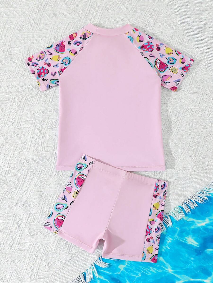 Bộ đồ bơi bikini phối màu cho bé gái, thích hợp cho kỳ nghỉ và bãi biển - Nhiều màu - Xem 1