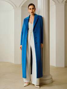 ZEYLAH Women's Long Wool Blend Poncho Coat, Autumn/Winter - Blue - View 4
