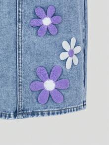 SHEIN Explorewe Jeansy dla nastolatek, casualowe i urocze, z trójwymiarowym haftem kwiatowym, prosty krój, wygodny bawełniany denim, odpowiednie do noszenia na co dzień, do szkoły i dojazdów do pracy, na każdą porę roku, dla dziewczynek z lat 90., w stylu lat 90. - Średni jeans - Zobacz 8