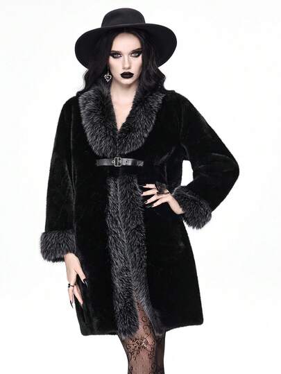 Women's Autumn/Winter Long Sleeve Button Design Faux Fur Fashion Jacket