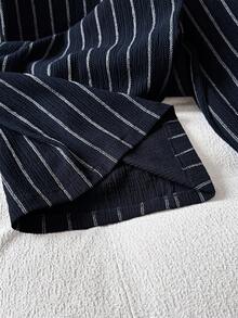 GlowEve CURVE Plus Size Women Casual Striped Loose Commuter Pants, Versatile For Daily Wear - Navy Blue - View 3