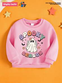 GraphicGems Young Girl Round Neck Halloween Printed Sweatshirt, Casual & Comfortable - Pink - View 1