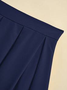 Sweetra 女士休闲百褶A字裙，适合春秋季穿着 - 寶藍色 - 查看 7