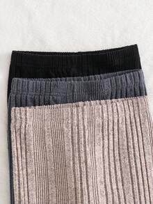 SHEIN 3条装女童基础款休闲纯色针织罗纹裤脚打底裤，提花日常舒适打底裤，适合秋冬季穿着 - 淺粉色 - 查看 4