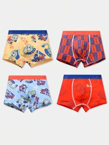 4条装 男童卡通字母印花休闲平角内裤