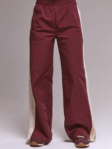 MUSERA Pantaloni jogging cu croi larg, cu panouri contrastante, iarnă, drăguți, casual, confortabili, lac de cireșe - Multicolor - Vizualizare 3