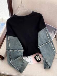 Resyla Áo nỉ cổ tròn đơn giản cỡ lớn cho nữ - Nhiều màu - Xem 2